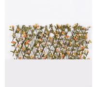 Artificial Rose Flower Expanding Trellis, Wooden Telescopic Fence For Garden Wall, Balcony Courtyard And Home Decoration Privacy Screen(a)