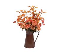 Artificial Rose Flower In Metal Vase Thanksgiving Flower Arrangement For Weddding Autumns Festival Plant Decoration Fall Decorations