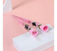 Artificial Rose Flower Twin Set - Scented Single Stem Fake Roses with Leaves for Valentine, Wedding Decoration & Home Décor (Red) (2Pc Baby Pink)