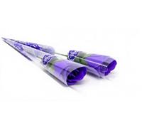 Artificial Rose Flower Twin Set - Scented Single Stem Fake Roses with Leaves for Valentine, Wedding Decoration & Home Décor (Red) (2Pc Purple)