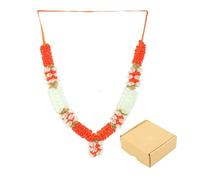 Artificial Rose Flowers Mala Ribbon Garland Haar Idol-Mala for God Statues Accessories Pooja Sringar Article Ornament for Indian Traditional Festival Laxmi Poojan New year Decor (Size-15")(Orange)