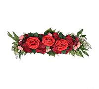 Artificial Rose Garland for Wedding Arch Decoration - Silk Floral Swag with Iron Wire Stem, Romantic Home & Event Decor for Fireplace, Door, Wall, Chair Back(red)