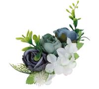 Artificial Rose Hair Comb Metal Decorative Bridal Side Comb | Blue Fabric Accents, Not Easy to Break, Versatile Styling Piece, Bridal Occasions, Ladies Accessory