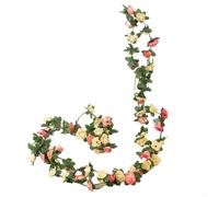 Artificial Rose Vine 45pcs Silk Flowers 2.5 Meters Hanging Garland for Wedding Decoration Wall Door Background DIY Craft Project Home Garden Party Decor(yellow)