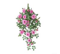 Artificial Rose Vine for Vertical Space Decoration in For Homes Offices and Hospitality Environments with Balanced Bloom Distribution (Purple)