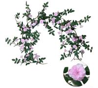 Artificial Rose Vine Garland Silk Flower Wall Hanging With Flexible Wire For Wedding Decoration Ceiling Drape Light Pink Color 1.8m Length(light pink)