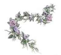 Artificial Rose Vine Silk Flower Rattan 170cm Realistic Petals Vibrant Decoration Eucalyptus Leaves for Wedding Party Living Room Centerpiece Wall Hanging(Purple)