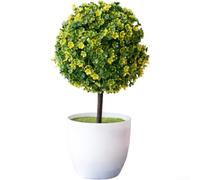 Artificial Sakura Snow Ball Bonsai, 15 x 15 x 25 cm, Realistic Silk Floral Decor, Compact Tabletop Display, Lightweight & Low-Maintenance, Home & Wedding Use(Yellow)