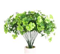 Artificial Shamrock Plant 5Pcs Artificial Plants, Realistic Silk Flower Bush Fake Shamrock Plant, Multi-Functional Faux Flower for Front Porch, Walkway, Patio