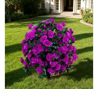 Artificial Silk Azalea Flowers Topiary Ball with Ground Stake, Fuchsia