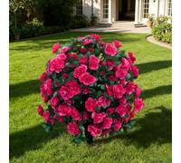 Artificial Silk Azalea Flowers Topiary Ball with Ground Stake, Hot Pink