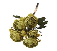 Artificial Silk Camellia Flower Home - Realistic Lifelike Floral Photography Flexible Wedding Bouquet Wire Props 32 Cm Stem Having for Decor DIY Arrangement(White)