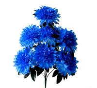 Artificial Silk Chrysanthemum Bouquet Designed For Tomb Decoration Memorial Services And Seasonal Festival Observances(Blue)