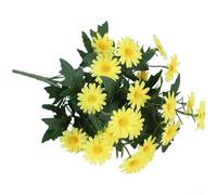 Artificial Silk Daisy Bouquet with 9-Fork Stem for Table Centerpiece Shelf Accent Wall Hanging and Event Decoration (Yellow)
