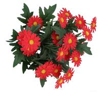 Artificial Silk Daisy Bouquet with 9-Fork Stem for Table Centerpiece Shelf Accent Wall Hanging and Event Decoration (Bright Red)