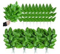 Artificial Silk Fern Leaf Picks Fake Fern Leaves with Stem for Cemetery Flowers Arrangement Floral DIY Crafting Wedding Bouquets Decoration (100Pcs, Green)