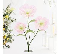 Artificial Silk Flower Decoration: Large Fake Flower with Standing Stems and Base Giant Flowers 5.58Ft for Wedding Background Decor Shop Window Display Photography Props Banquet(Green Pink)