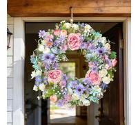 Artificial Silk Flower Wreath With Peony, 45Cm Pink Spring Summer Door Wall Decor For Indoor Home, Valentine's Day Easter Mother's Day