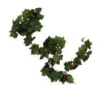 Artificial Silk Grape Vine Rattan with 15 Grape Packs - Hanging Plant Garland Set for Home Decor, Weddings, and Garden - 8.2ft Realistic Greenery for Indoor and Outdoor Use