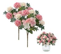 Artificial Silk Hydrangea Flowers,Artificial Flowers Bouquet Outdoor & Indoor UV-Resistant,Greenery Shrubs Plants Home Garden Decorating,for Table Centrepiece, Wedding (light pink 2 bundle)