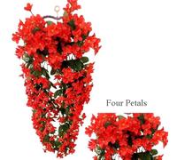 Artificial Silk Ivy Vine Hanging Garland, Fake Flowers for Wedding Arch, Staircase, Balcony, Garden or Home Decoration, Indoor Outdoor Floral Decor for Parties and Events(Red)