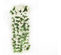 Artificial Silk Ivy Vine Hanging Garland, Fake Flowers for Wedding Arch, Staircase, Balcony, Garden or Home Decoration, Indoor Outdoor Floral Decor for Parties and Events(White)