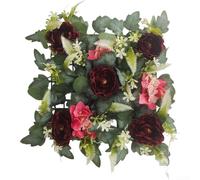 Artificial Silk Peony Flower Wall Panel 35cm Red(B) | Red silk peonies, 35x35cm panel, realistic plastic, wedding backdrop, natural gradient finish