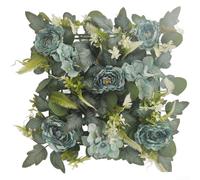 Artificial Silk Peony Flower Wall Panel 35cm Red(E) | Red silk peonies, 35x35cm panel, realistic plastic, wedding backdrop, natural gradient finish