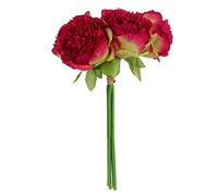 Artificial Silk Peony Flowers Bouquet Realistic Fake Peony Bridal Wedding Decor Home Office Party Centerpieces DIY Floral Arrangement White Blue Purple Red Deep Pink Champagne 30CM (Purplish Red)