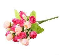 Artificial Silk Rose Bouquet with Star-Shaped Buds for Wedding Bridal Handheld Use Home Decor Floral Arrangement (A)