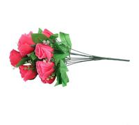 Artificial Silk Rose Bud Arrangement with 10 Stems for Wedding Ceremony Backdrop Home Desk Decor Office Party Garden Setup (Rose Red)