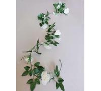 Artificial Silk Rose Flower Leaf Garland Vine Home Wedding Garden Décor 200cm (Cream)