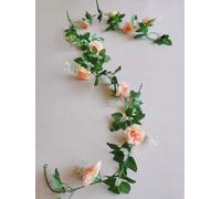Artificial Silk Rose Flower Leaf Garland Vine Home Wedding Garden Décor 200cm (Peach)
