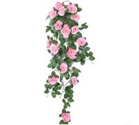 Artificial Silk Rose Wall Hanging Vine Garland, 95cm Faux Floral Decor with Lifelike Petals for Home, Wedding, Party and Photography Backdrop(B)