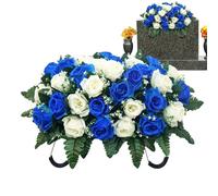 Artificial Silk Roses Grave Arrangement 50x30cm - UV Resistant Funeral Arrangement | Artificial Cemetery Flowers | Outdoor Grave Decoration Memorial Days