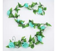 Artificial Silk Roses Vine With Green Leaves For Wedding Decoration Home Leaf Diy Hanging Fake Rose Vine-Tiffany
