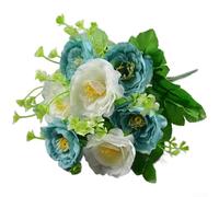 Artificial Silk Tea Rose Bouquet with 7 Heads for Wedding Decor, Home Decoration, and Photography Use, Fake Flowers with Sturdy Wire Stems (U)