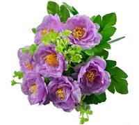 Artificial Silk Tea Rose Bouquet with 7 Heads for Wedding Decor, Home Decoration, and Photography Use, Fake Flowers with Sturdy Wire Stems (G)