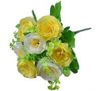 Artificial Silk Tea Rose Bouquet with 7 Heads for Wedding Decor, Home Decoration, and Photography Use, Fake Flowers with Sturdy Wire Stems (S)