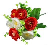 Artificial Silk Tea Rose Bouquet with 7 Heads for Wedding Decor, Home Decoration, and Photography Use, Fake Flowers with Sturdy Wire Stems (Q)