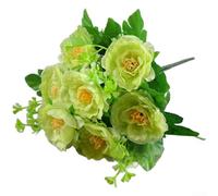 Artificial Silk Tea Rose Bouquet with 7 Heads for Wedding Decor, Home Decoration, and Photography Use, Fake Flowers with Sturdy Wire Stems (I)