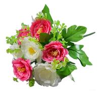 Artificial Silk Tea Rose Bouquet with 7 Heads for Wedding Decor, Home Decoration, and Photography Use, Fake Flowers with Sturdy Wire Stems (P)