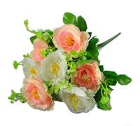 Artificial Silk Tea Rose Bouquet with 7 Heads for Wedding Decor, Home Decoration, and Photography Use, Fake Flowers with Sturdy Wire Stems (M)