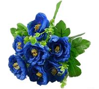 Artificial Silk Tea Rose Bouquet with 7 Heads for Wedding Decor, Home Decoration, and Photography Use, Fake Flowers with Sturdy Wire Stems (L)