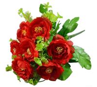 Artificial Silk Tea Rose Bouquet with 7 Heads for Wedding Decor, Home Decoration, and Photography Use, Fake Flowers with Sturdy Wire Stems (F)