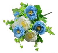 Artificial Silk Tea Rose Bouquet with 7 Heads for Wedding Decor, Home Decoration, and Photography Use, Fake Flowers with Sturdy Wire Stems (V)