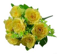 Artificial Silk Tea Rose Bouquet with 7 Heads for Wedding Decor, Home Decoration, and Photography Use, Fake Flowers with Sturdy Wire Stems (H)