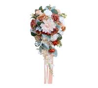 Artificial Silk Wedding Bouquet Cascading Waterdrop Design for Bride Rustic Ceremony Decor