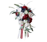 Artificial Silk Wedding Bouquet Cascading Waterdrop Design for Bride Rustic Ceremony Decor