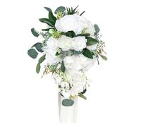 Artificial Silk Wedding Bouquet Cascading Waterdrop Design for Bride Rustic Ceremony Decor